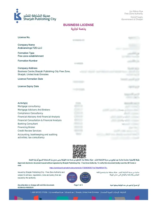 Sharjah Publishing City- Business License